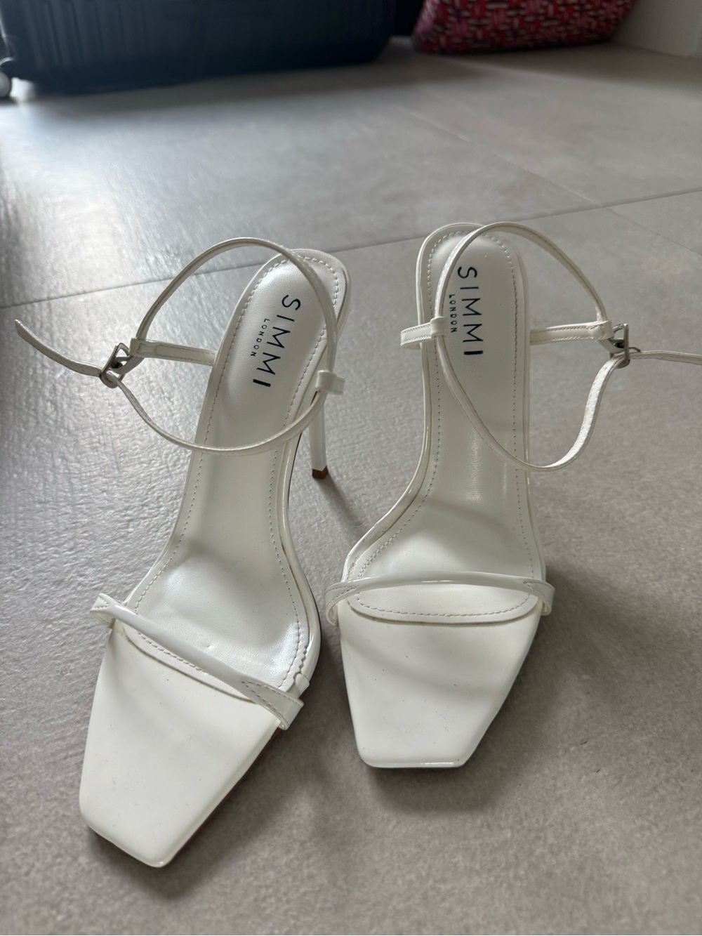 SIMMI London White Strappy Square-Toe Stiletto Heels